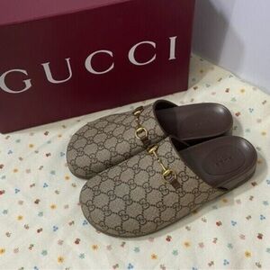 Gucci Brown Monogram Mules